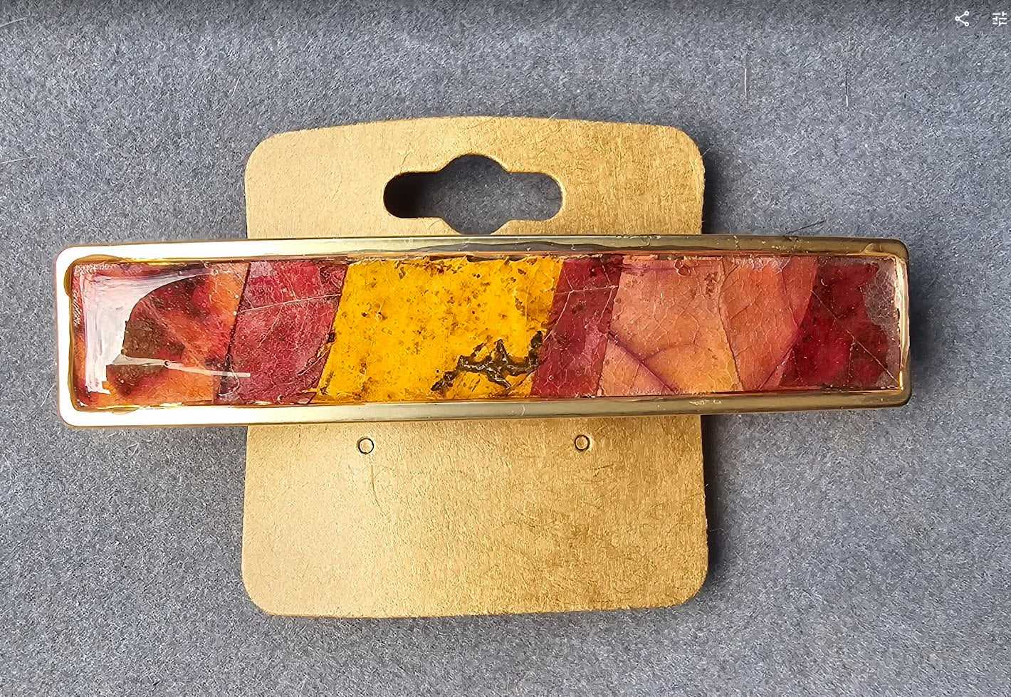 Gold-Rimmed Hand-Crafted Hair Clips / Barrettes (REAL Fall Leaves in resin) Nature clips!