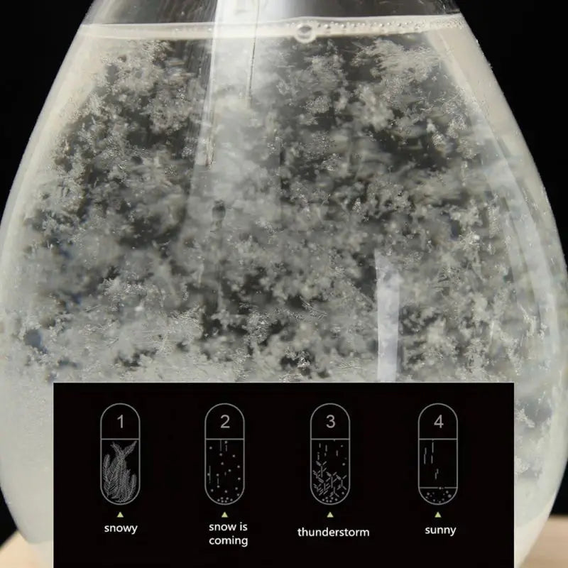 New Desktop Droplet Storm Glass Bottle Weather Forecast Predictor Monitor Barometer With Wooden Base For Home Decor US STOCK
