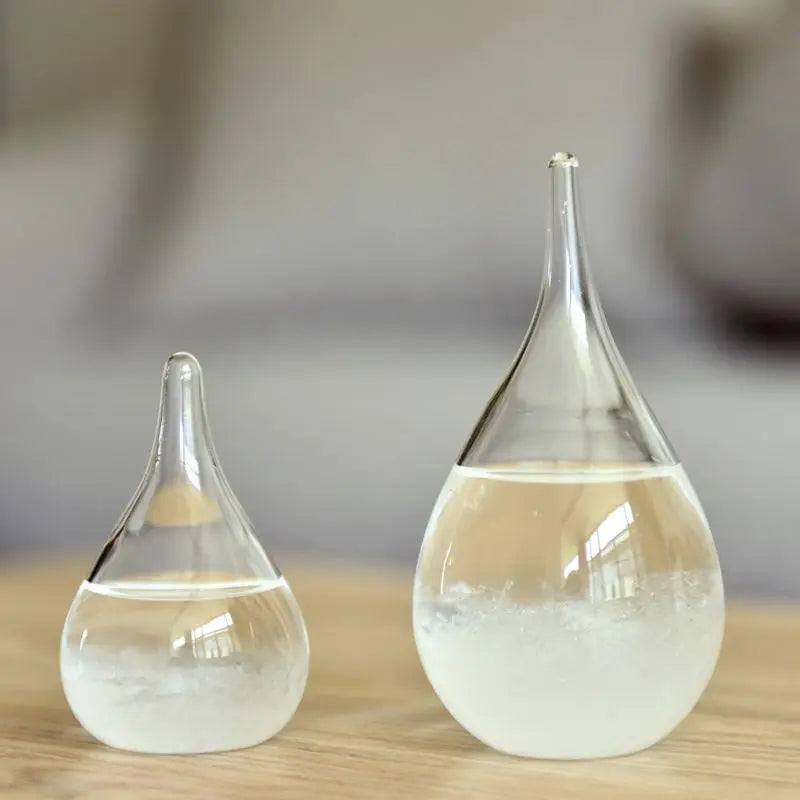 New Desktop Droplet Storm Glass Bottle Weather Forecast Predictor Monitor Barometer With Wooden Base For Home Decor US STOCK