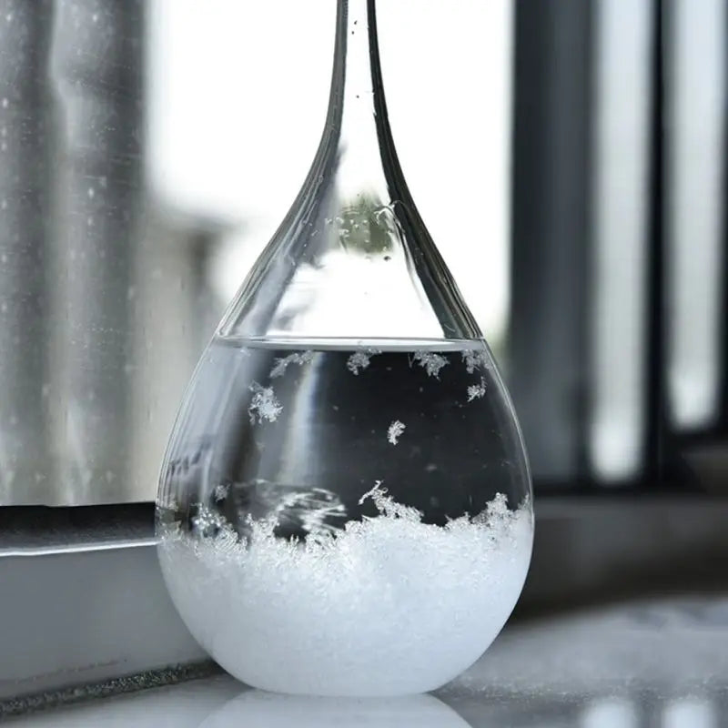 New Desktop Droplet Storm Glass Bottle Weather Forecast Predictor Monitor Barometer With Wooden Base For Home Decor US STOCK