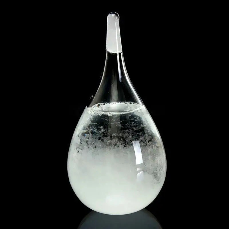 New Desktop Droplet Storm Glass Bottle Weather Forecast Predictor Monitor Barometer With Wooden Base For Home Decor US STOCK