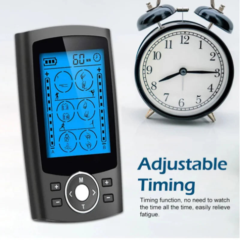 Unit 24 Modes 20 Intensity Electric Stimulation Tens Massager Muscle EMS Therapy Pain Relief Adjustable Lightweight LCD Display