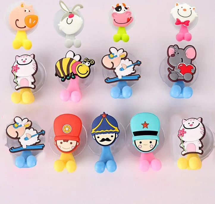 1 pc New Arrival cute Cartoon sucker toothbrush holder suction hooks bathroom set accessories Eco-Friendly
