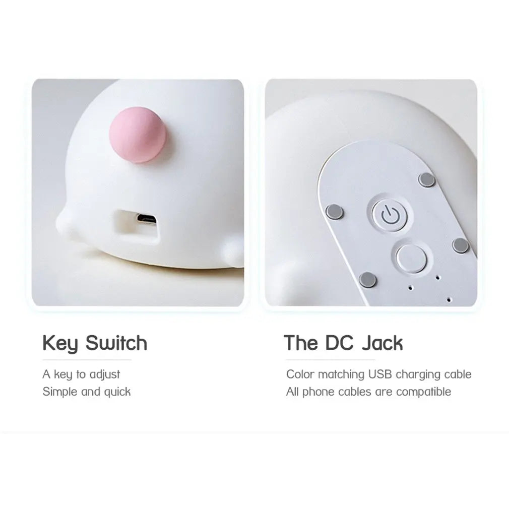 LED Rabbit Night Light Remote Control Dimmable Rechargeable Silicone Bunny Lamp for Children Baby Toy Gift Touch Sensor