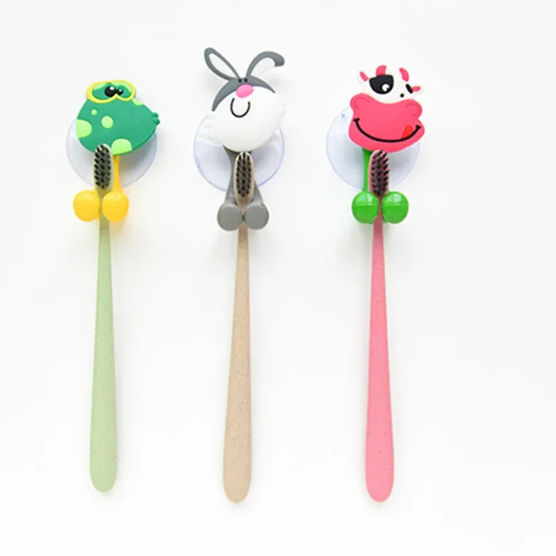 1 pc New Arrival cute Cartoon sucker toothbrush holder suction hooks bathroom set accessories Eco-Friendly