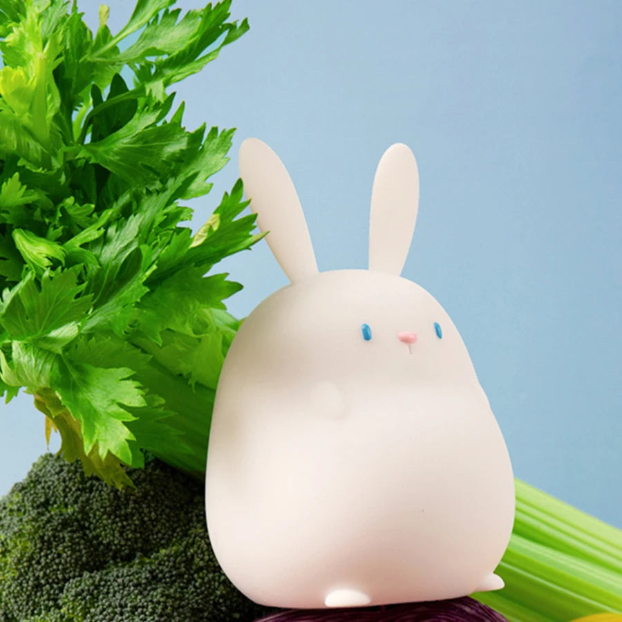 Silicone Rabbit LED Night Light Pat Touch Control Dimmable USB Rechargeable Lamps For Kid Baby Gift Cute Animal Bunny Night Lamp