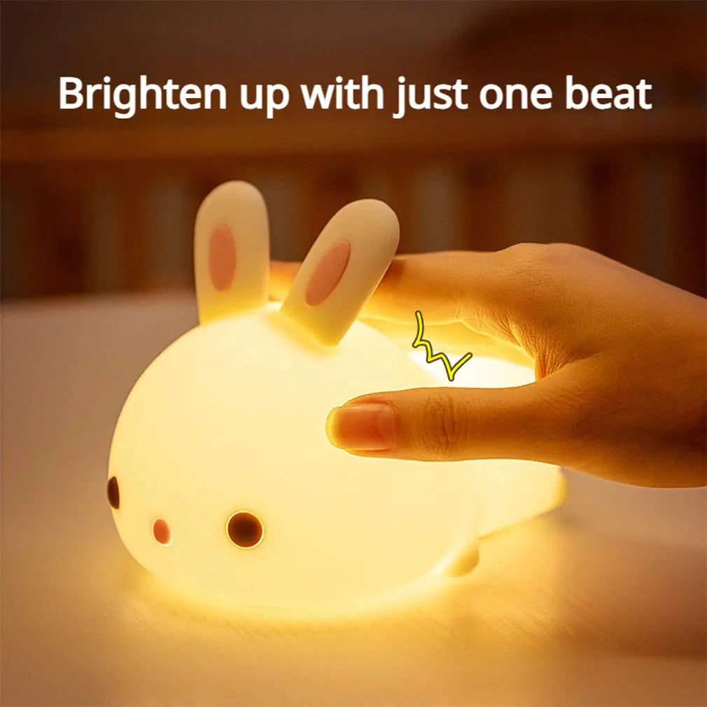 LED Rabbit Night Light Remote Control Dimmable Rechargeable Silicone Bunny Lamp for Children Baby Toy Gift Touch Sensor