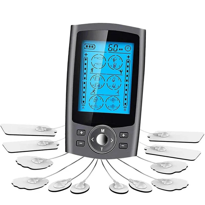 Unit 24 Modes 20 Intensity Electric Stimulation Tens Massager Muscle EMS Therapy Pain Relief Adjustable Lightweight LCD Display