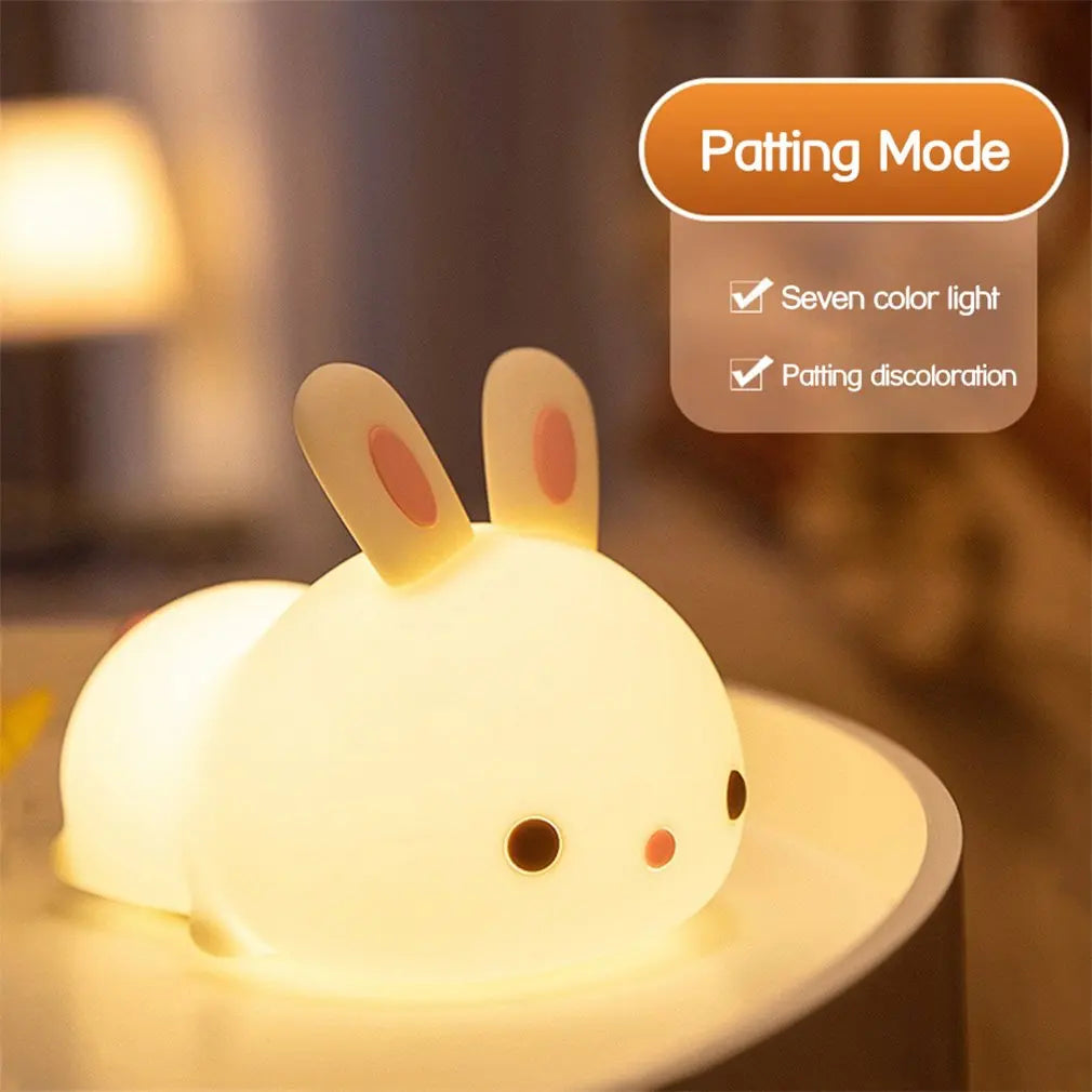 LED Rabbit Night Light Remote Control Dimmable Rechargeable Silicone Bunny Lamp for Children Baby Toy Gift Touch Sensor