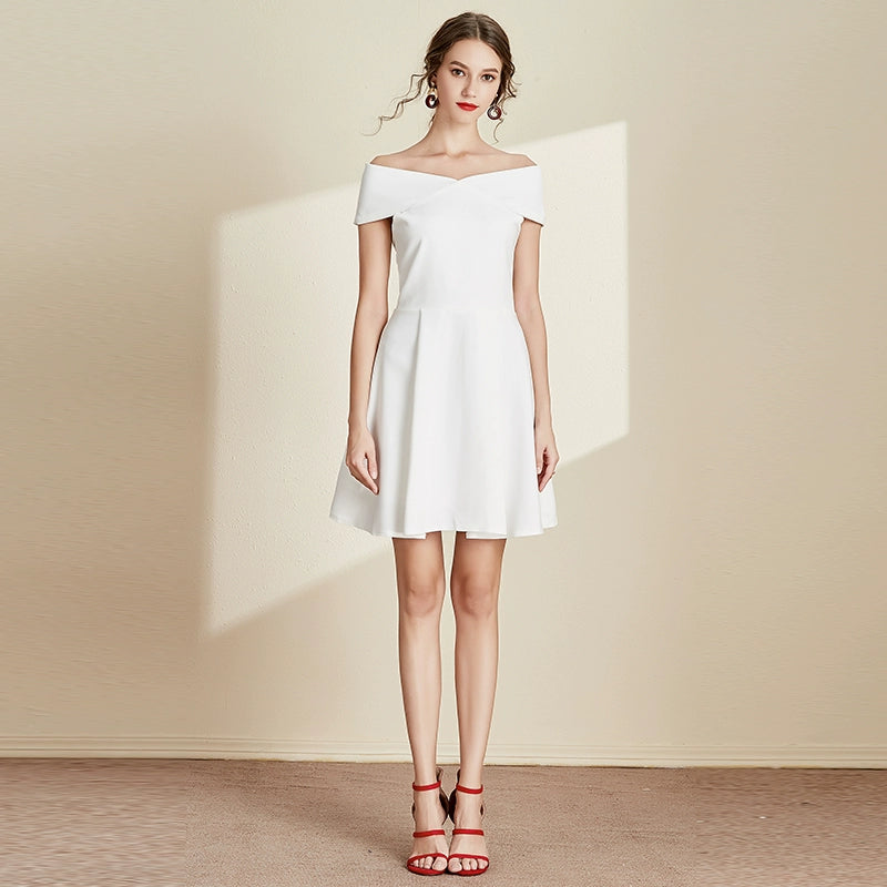 Slim White Dress Dress Summer 2024 New Arrival Artsy Fresh K-style Socialite Gathering Short Model in White Color Dress
