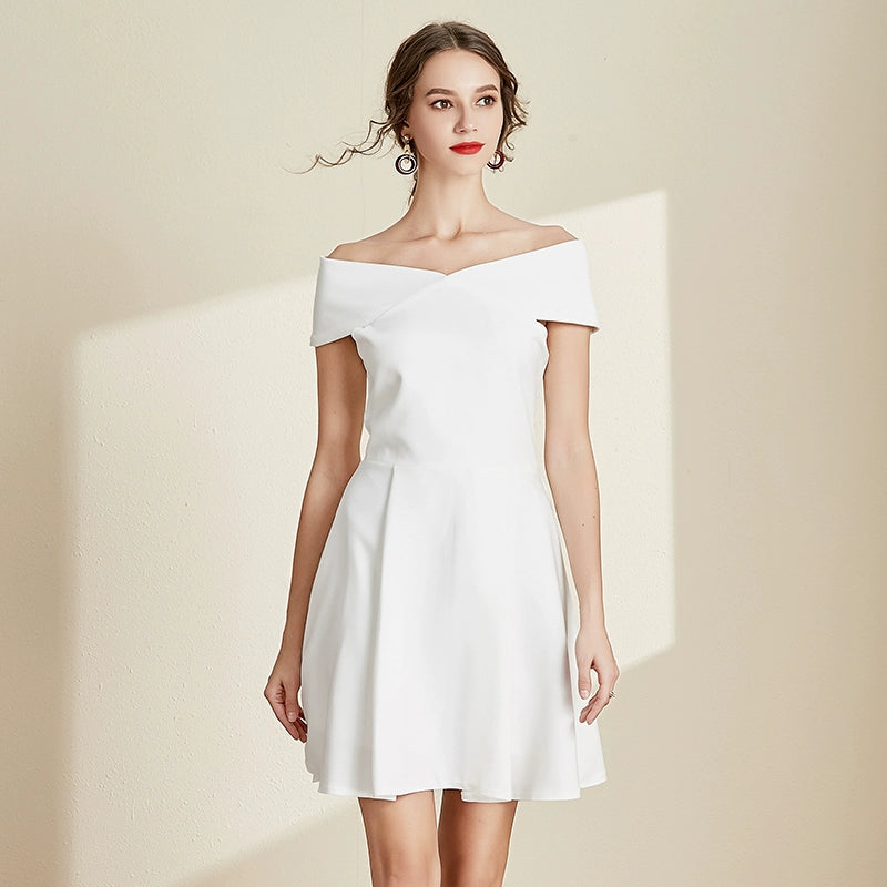 Slim White Dress Dress Summer 2024 New Arrival Artsy Fresh K-style Socialite Gathering Short Model in White Color Dress
