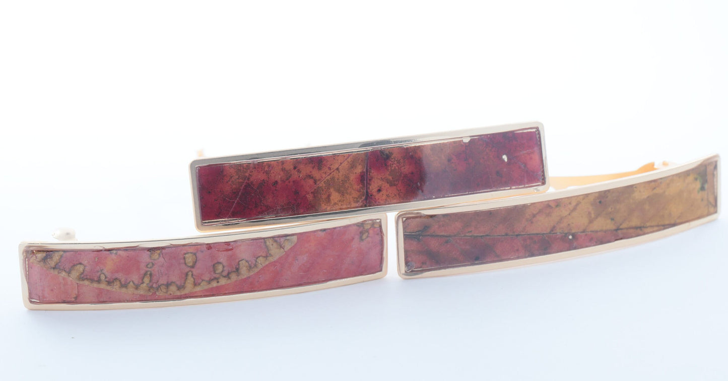 Hand-Crafted Hair Clips / Barrettes (REAL Fall Leaves in resin) Nature clips!