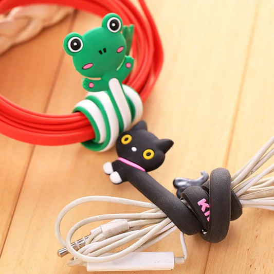 6Pcs Cartoon Cord Winder Reversal Korea fashion creative Lovely Classic adorable long strip winding thread tool device silicone