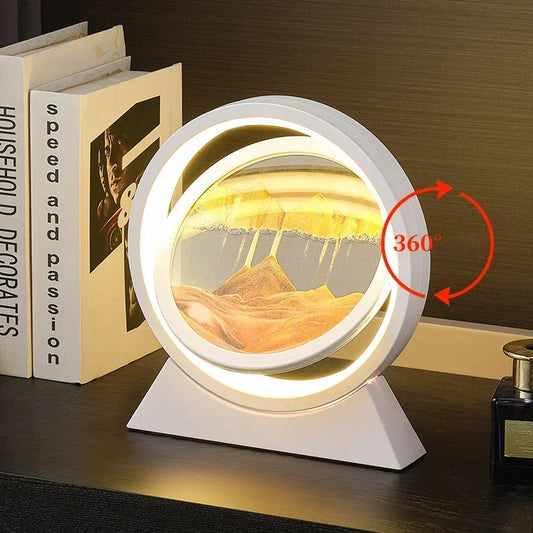 Creative Quicksand Table Lamp Moving Sand Art Picture LED Light 3D Hourglass Deep Sea Sandscape Bedside Lamp for Home Decor Gift