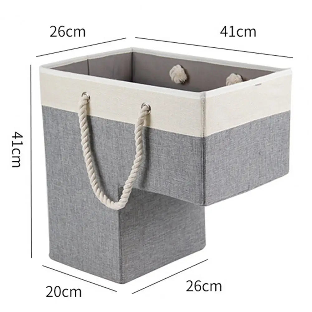 Foldable Stair Basket Portable Cotton Rope Handle Heavy Duty Fabric Carpeted Wooden Staircase Storage Organizer Container Holder