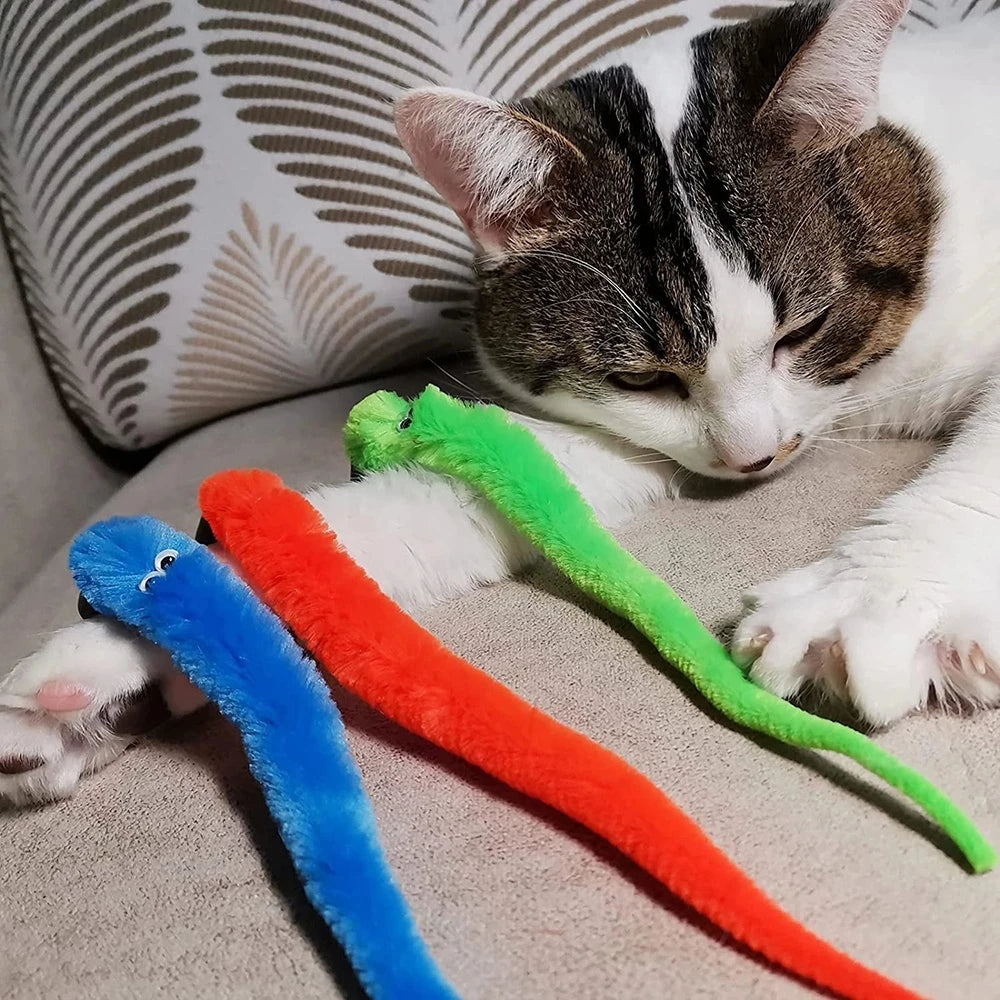 Plush Cat Toy With Squiggle Worms