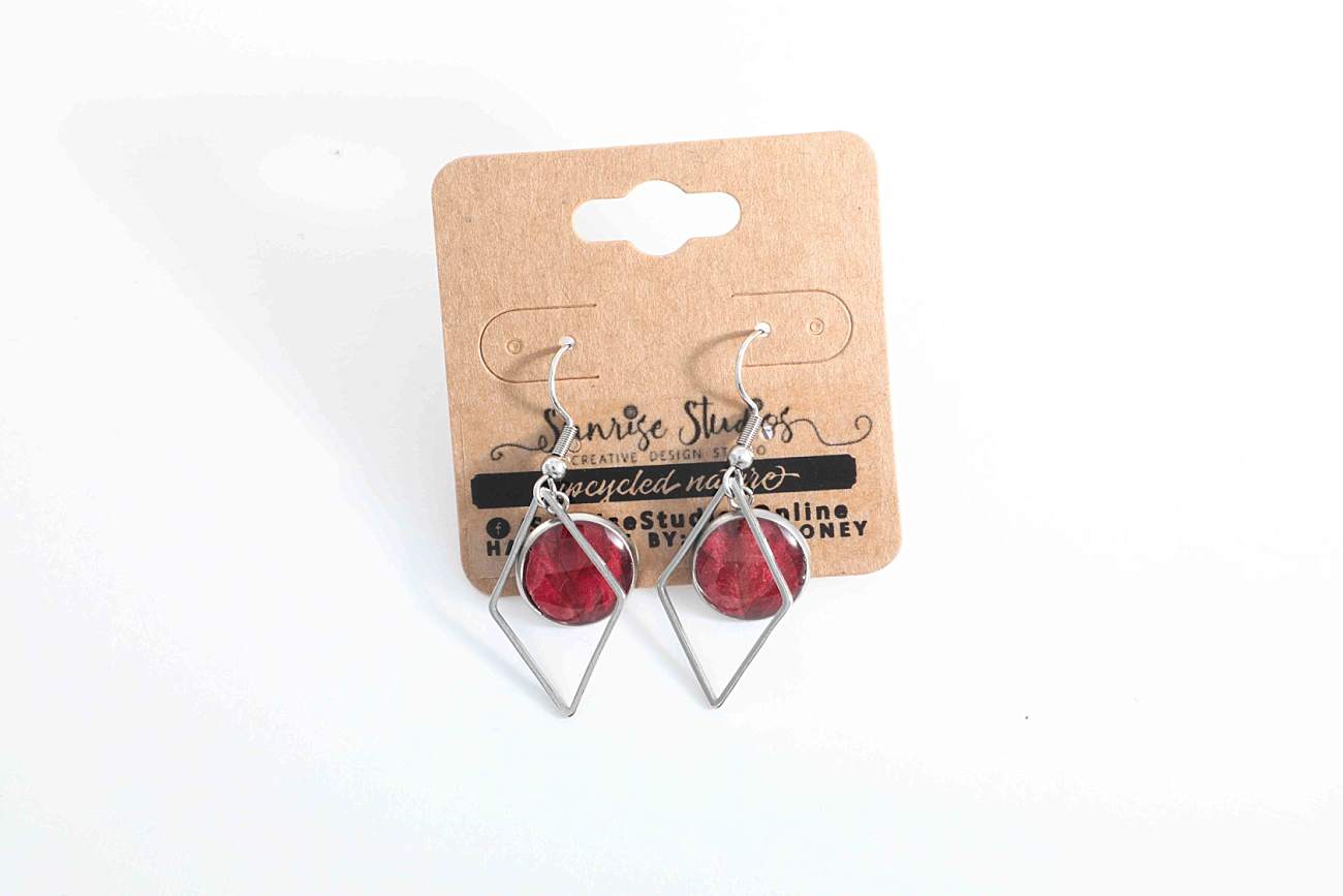 Hand-Crafted, Upcycled REAL LEAVES inside Stainless Steel DANGLING Earrings!