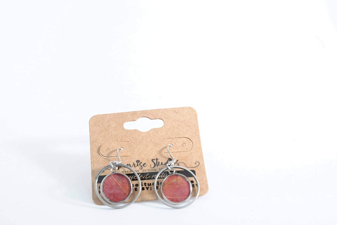 Hand-Crafted, Upcycled REAL LEAVES inside Stainless Steel DANGLING Earrings!