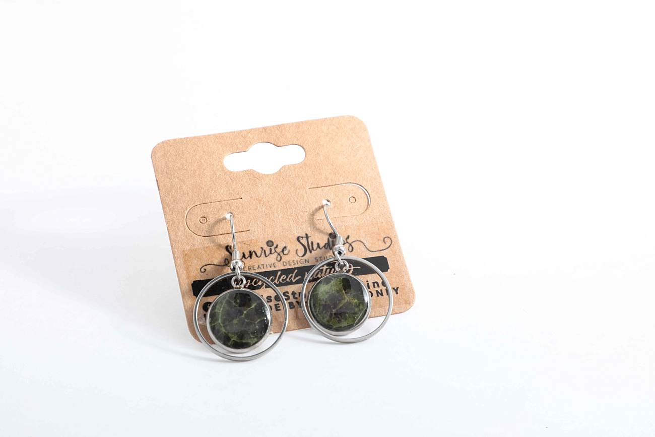 Hand-Crafted, Upcycled REAL LEAVES inside Stainless Steel DANGLING Earrings!