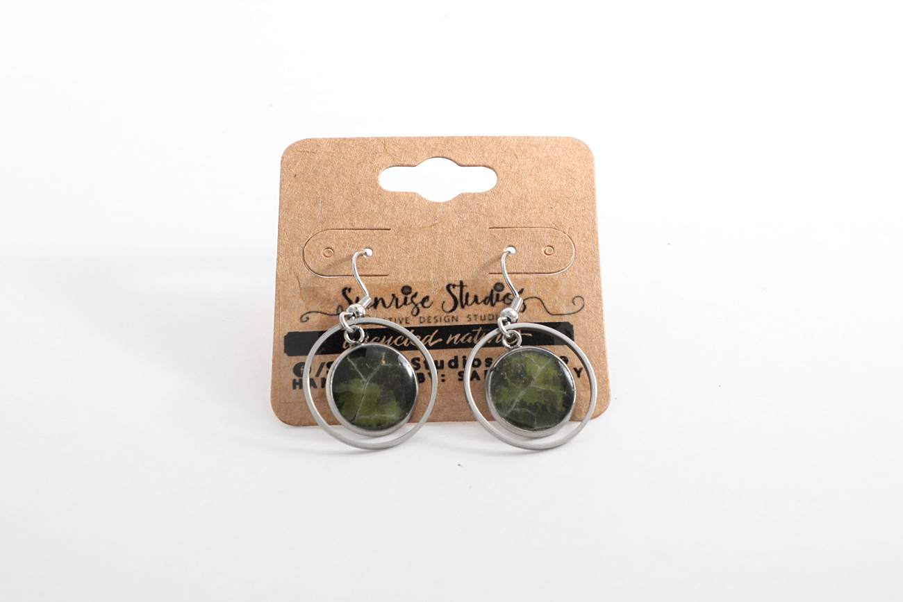 Hand-Crafted, Upcycled REAL LEAVES inside Stainless Steel DANGLING Earrings!