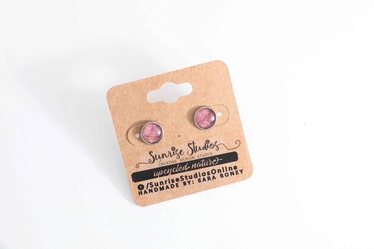 Hand-Crafted, Upcycled REAL LEAVES inside Stainless Steel Stud Earrings!