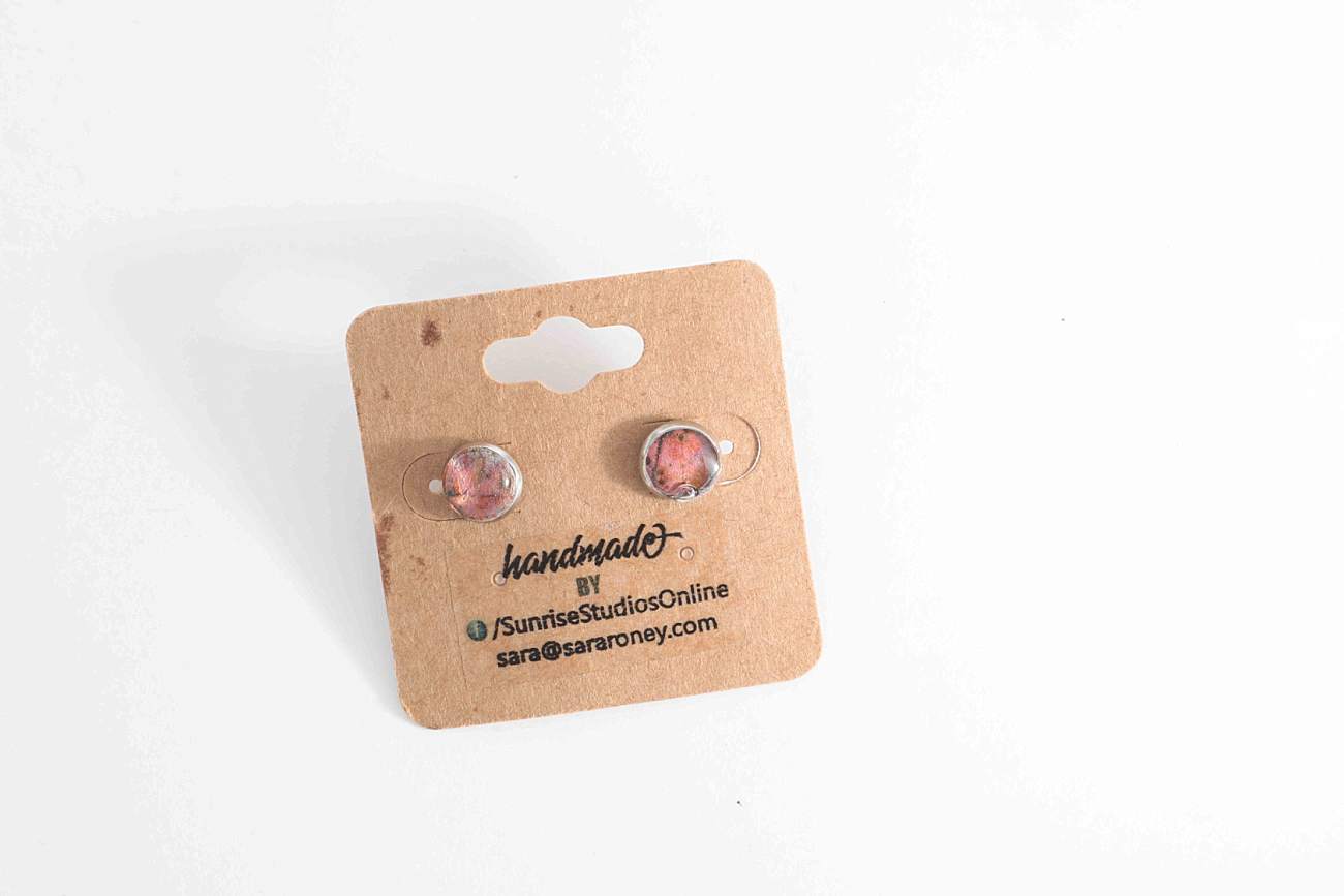 Hand-Crafted, Upcycled REAL LEAVES inside Stainless Steel Stud Earrings!