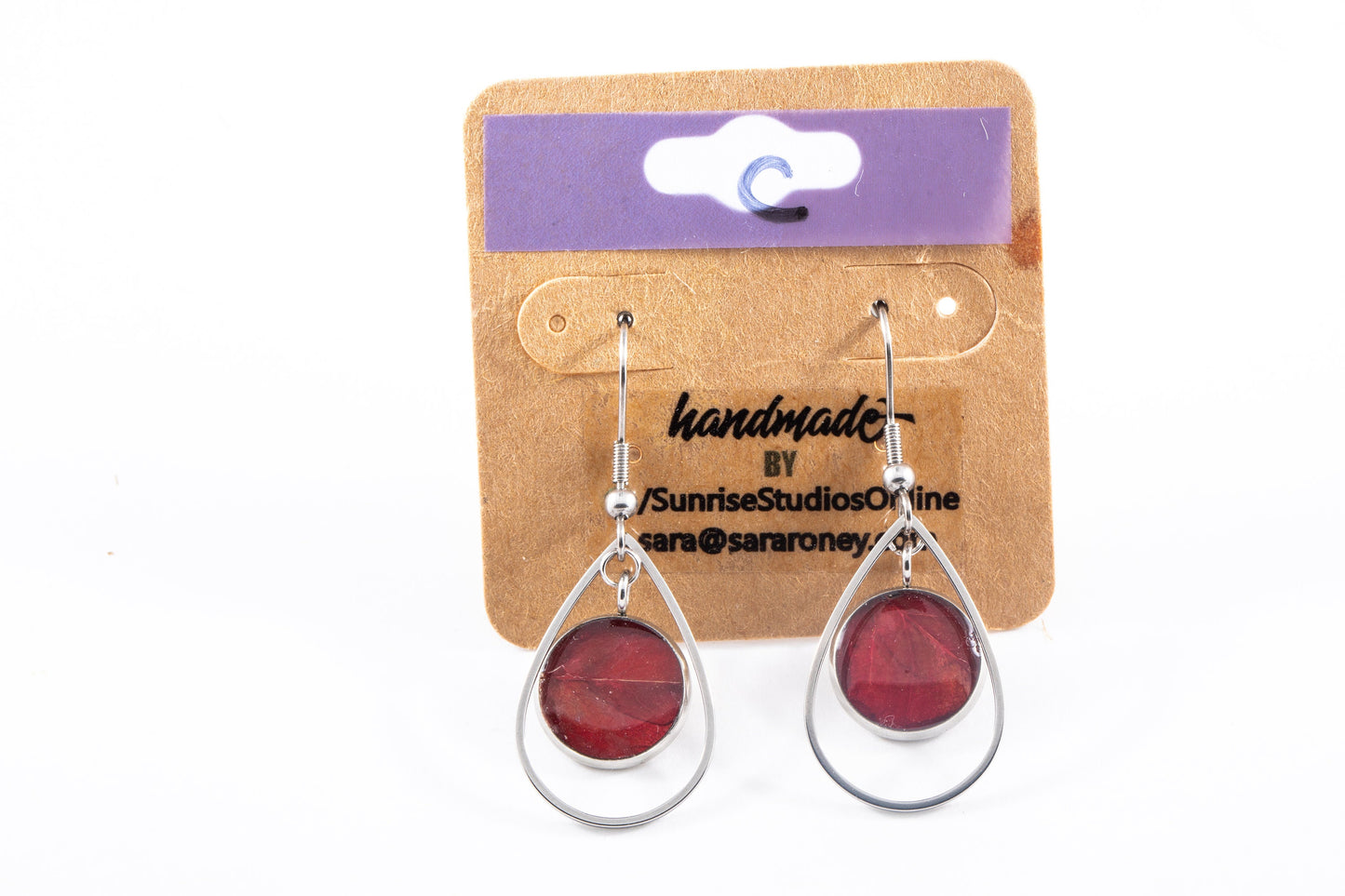 Hand-Crafted, Upcycled REAL LEAVES inside Stainless Steel DANGLING Earrings!