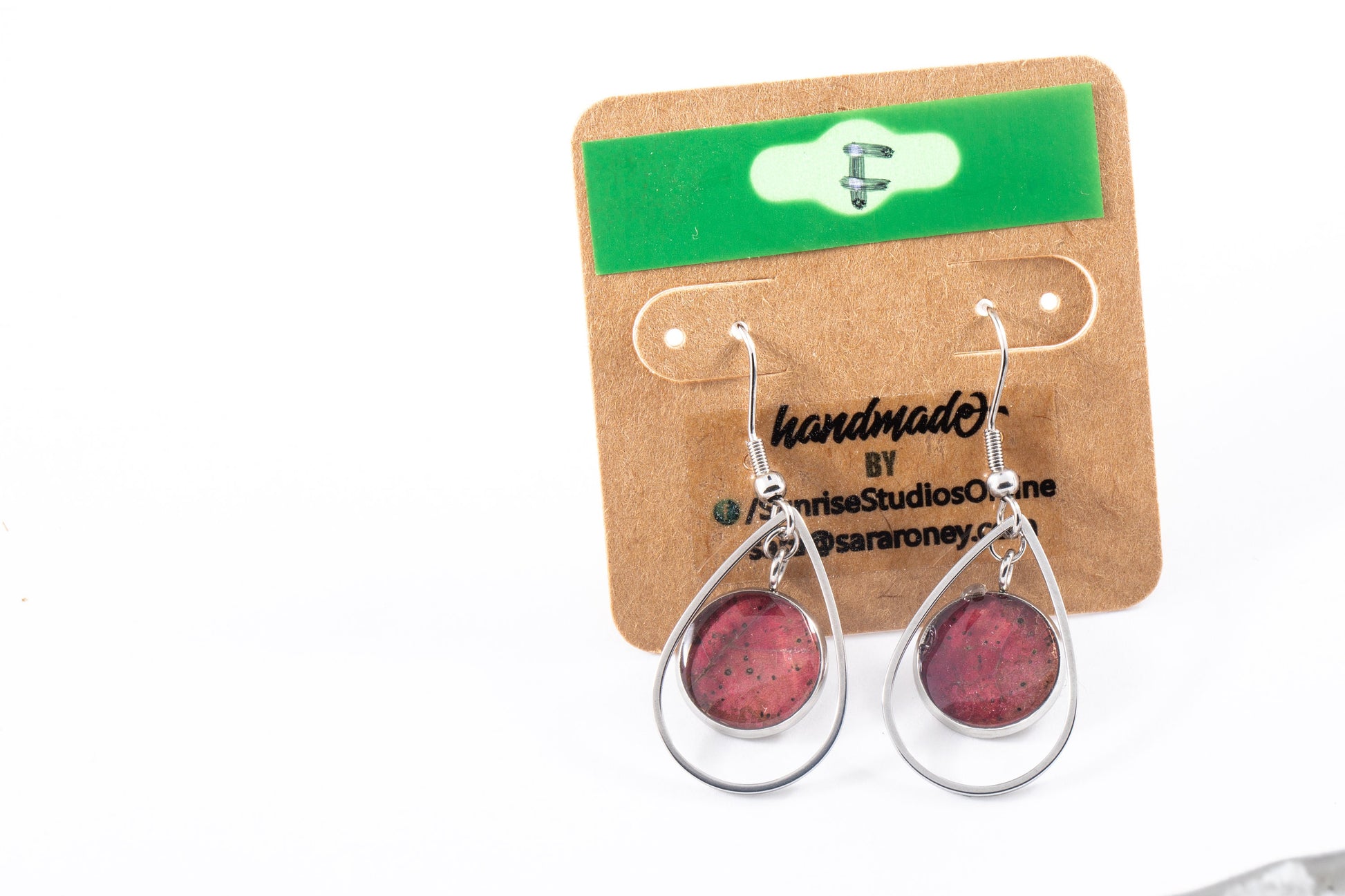 Hand-Crafted, Upcycled REAL LEAVES inside Stainless Steel DANGLING Earrings!