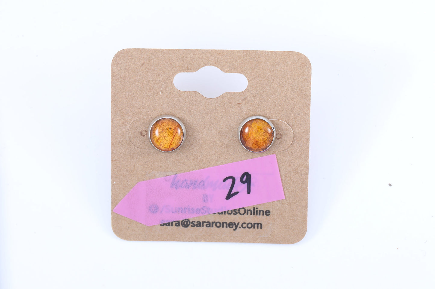 Hand-Crafted, Upcycled REAL LEAVES inside Stainless Steel Stud Earrings!