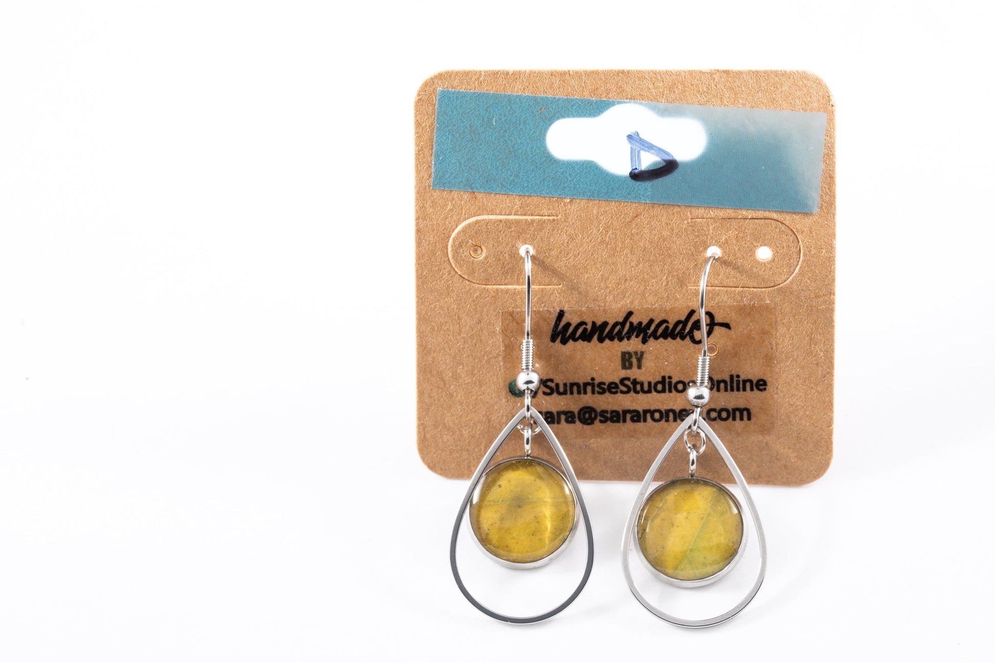 Hand-Crafted, Upcycled REAL LEAVES inside Stainless Steel DANGLING Earrings!