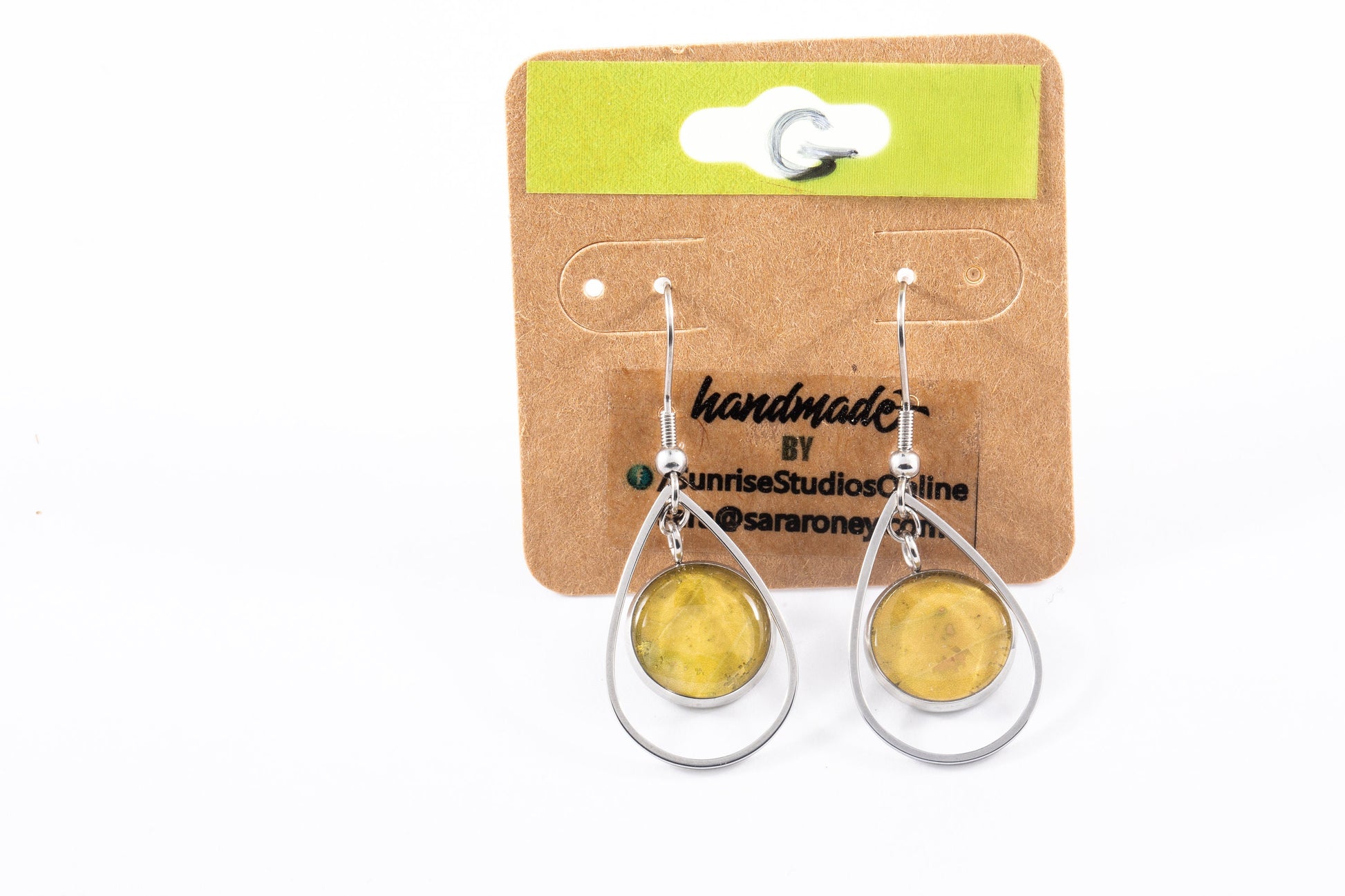 Hand-Crafted, Upcycled REAL LEAVES inside Stainless Steel DANGLING Earrings!